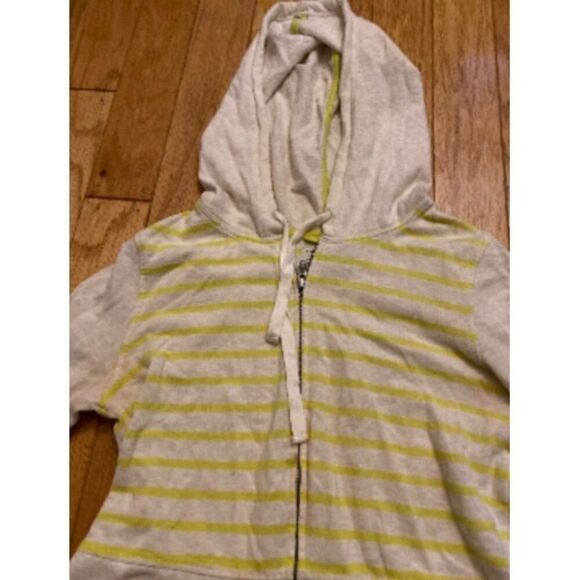 Saturday Sunday Women's yellow Striped beige Hooded Zip-Up Jacket Size Medium - Picture 4 of 10